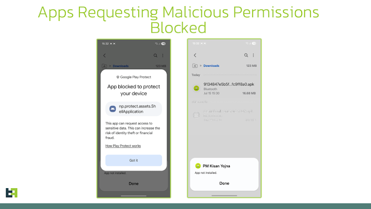 Malicious app permissions blocked notification